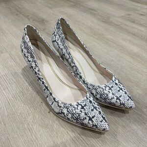 Cole Haan Black and White Heels with Floral Design
